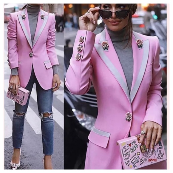 M Signature Label Collection Jackets & Blazers - Gorgeous Pink Blazer Jacket The Jossee